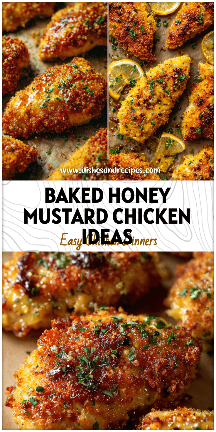 Golden Baked Honey Mustard Chicken Breast and crispy Baked Honey Mustard Chicken Thighs topped with sweet hot honey glaze.